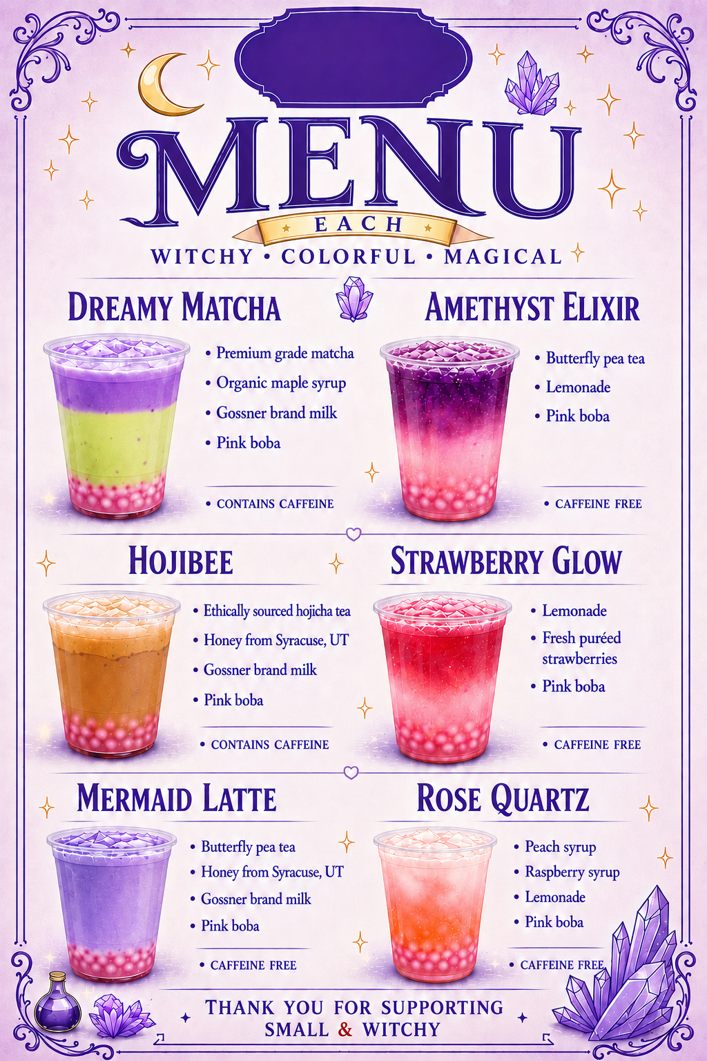 Crystal Boba Menu